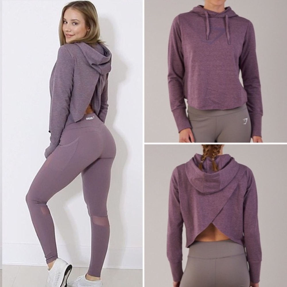 Gymshark Purple Cropped Cross Back Hoodie